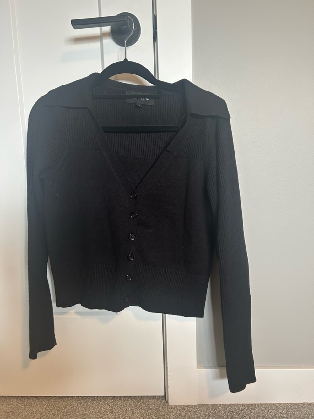 Black Ribbed Button-Up Sweater